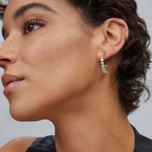 Kendra Scott Cailin Gold Crystal Hoop Earrings in White CZ